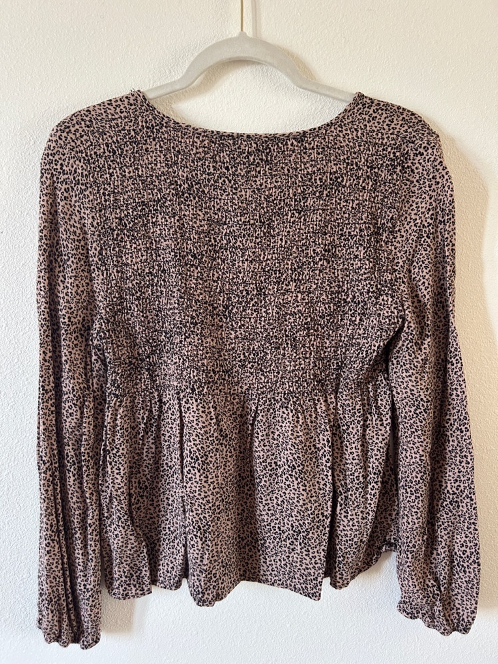 URBAN Romantics Brown Leopard Smocked Peplum Long-Sleeve Top - Picture 5 of 5